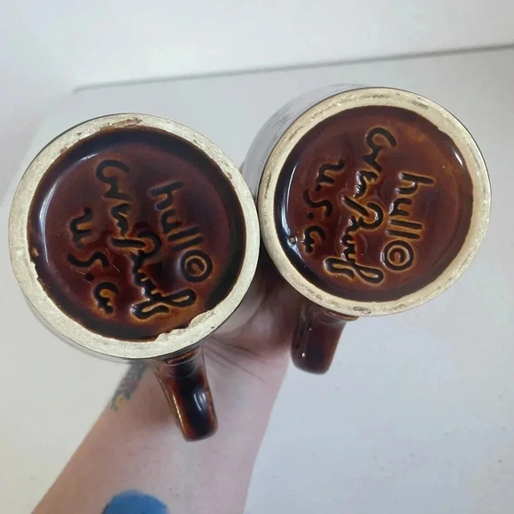 Hull‎ pottery drip glaze set of 2 coffee mugs 8 oz Vintage EUC! - Picture 4 of 5